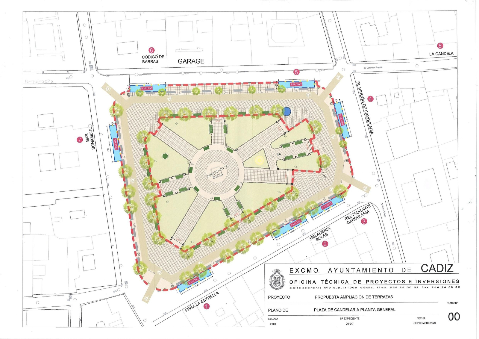 Plano de la reordenación de la plaza de Candelaria.