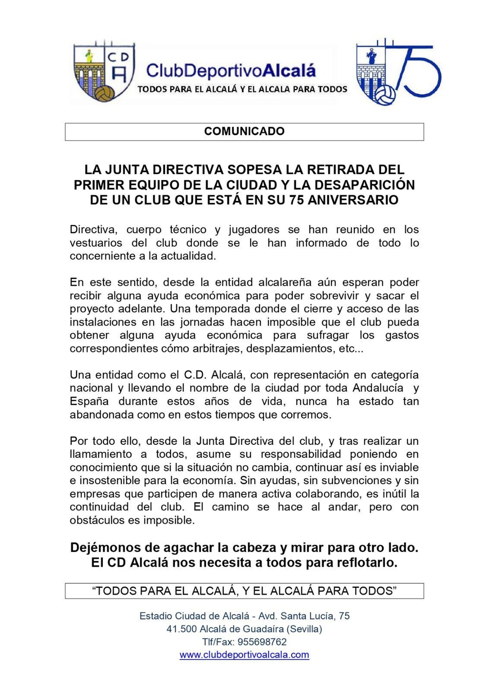 Comunicado del CD Alcalá