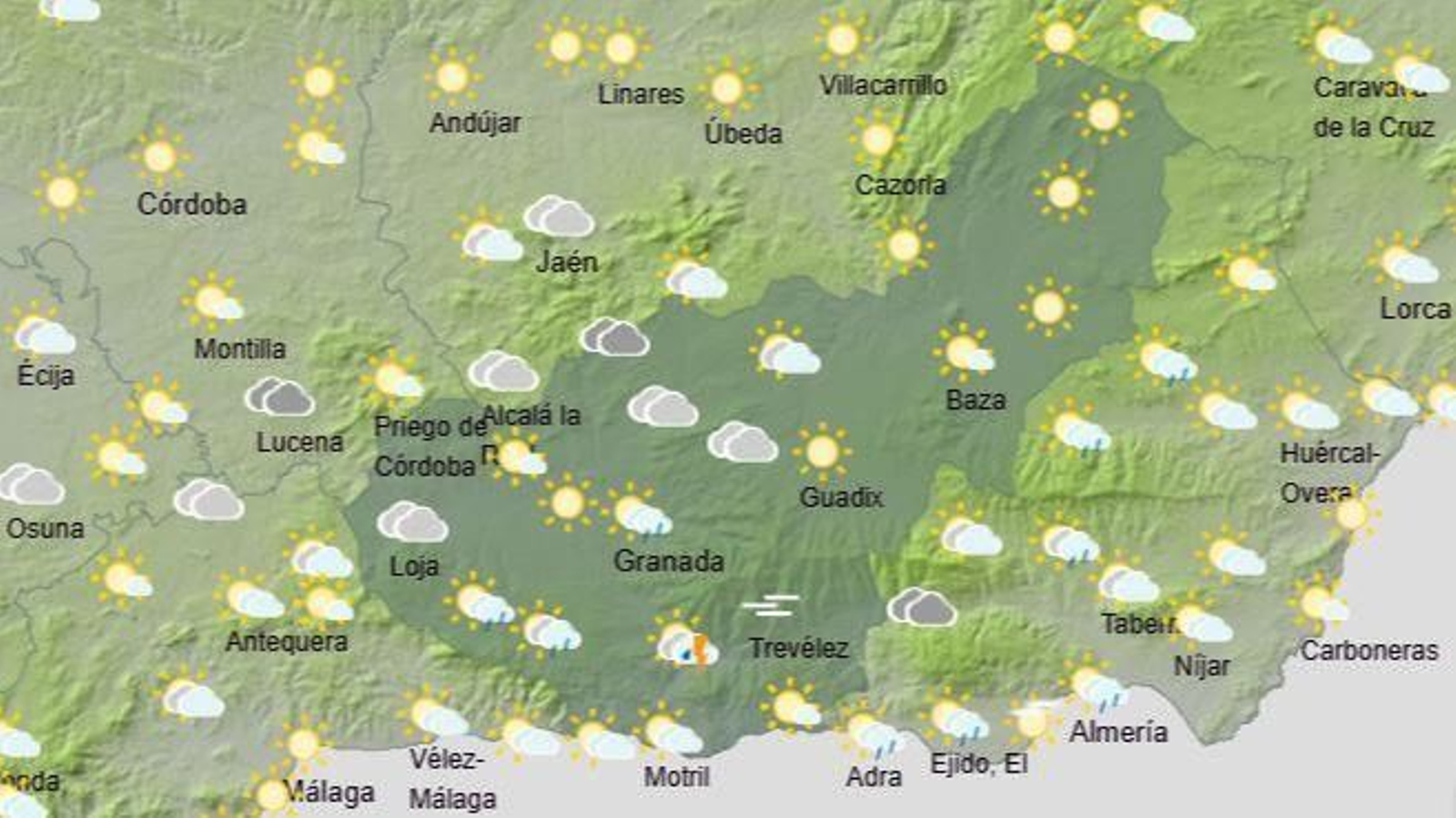 El Tiempo en Granada el 25 de septiembre de 2025
