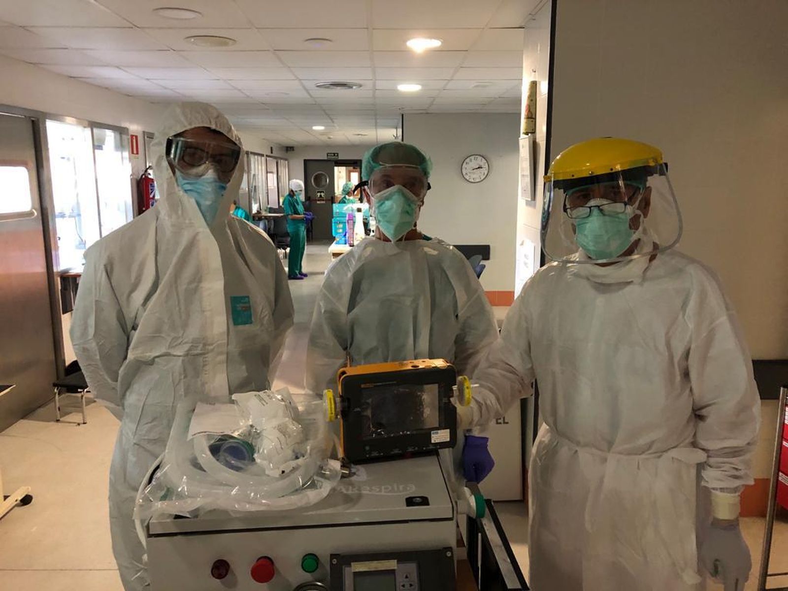 El primer prototipo del respirador que fue probado en un hospital de Málaga.