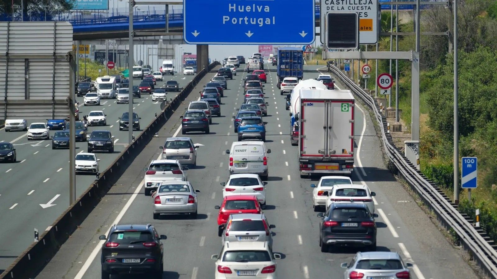 Estado de la A-49 en la Operación Salida de agosto.