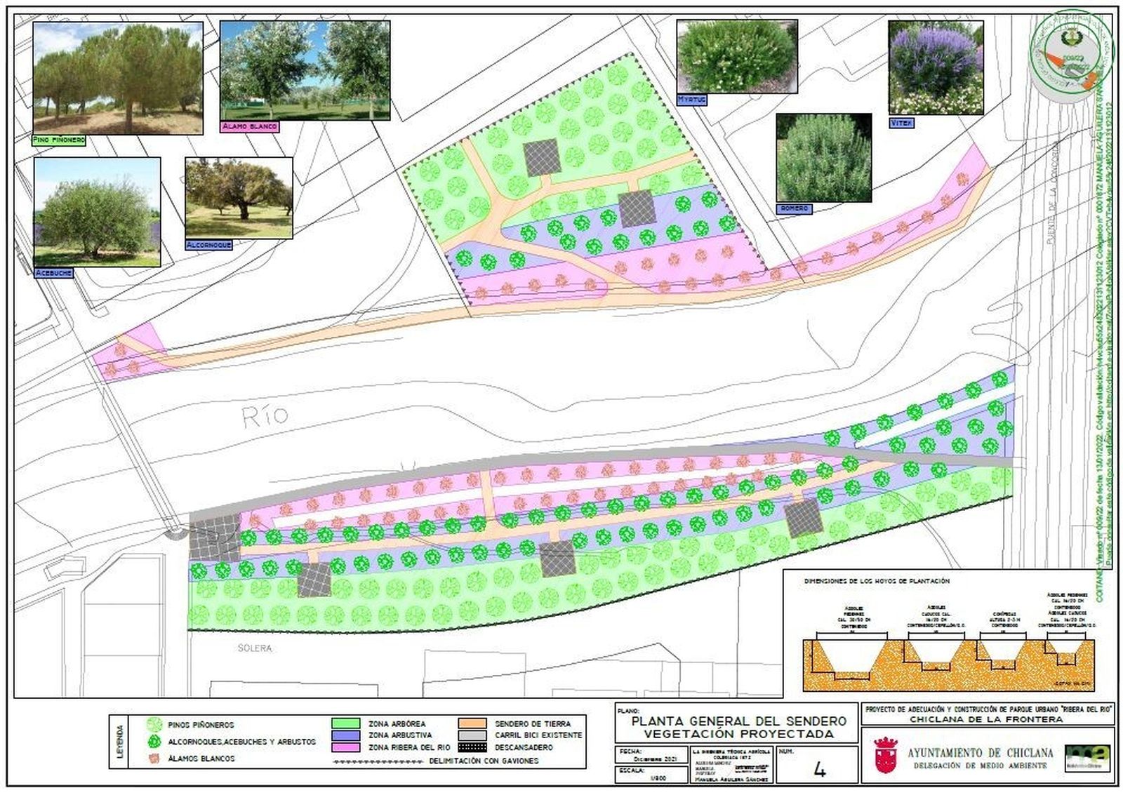 El plano del proyecto del parque urbano a los dos lados del río.