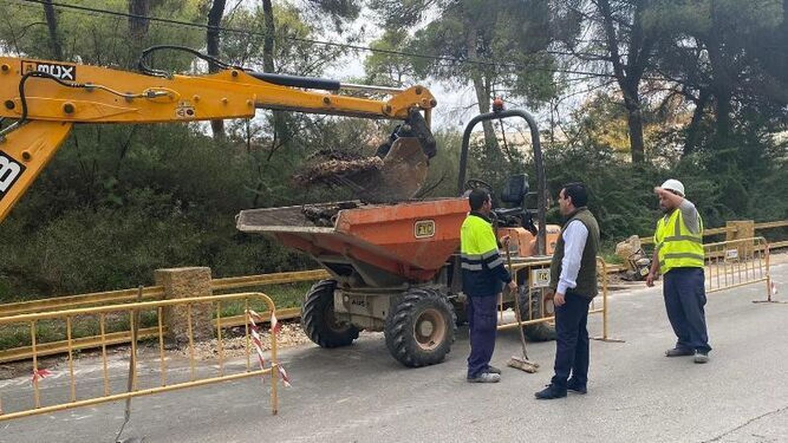 Las obras de reparación de la calzada en la zona objeto de la intervención.