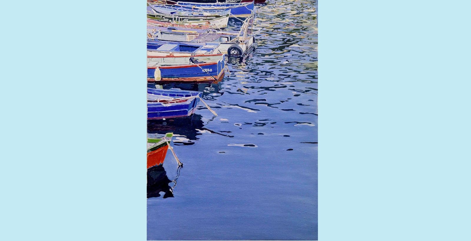 El cuadro Popas en azul, donado por la artista Paula Varona a la ciudad de Algeciras