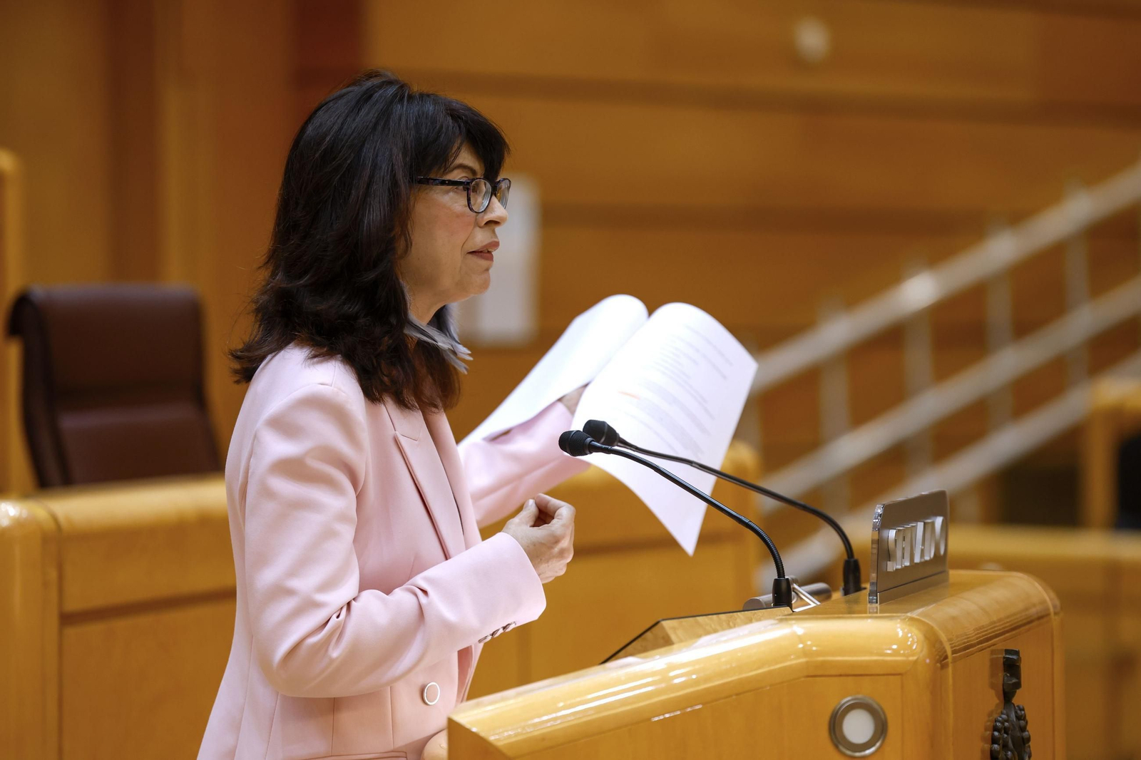 La ministra de Igualdad, Ana Redondo, en el Senado este miércoles.
