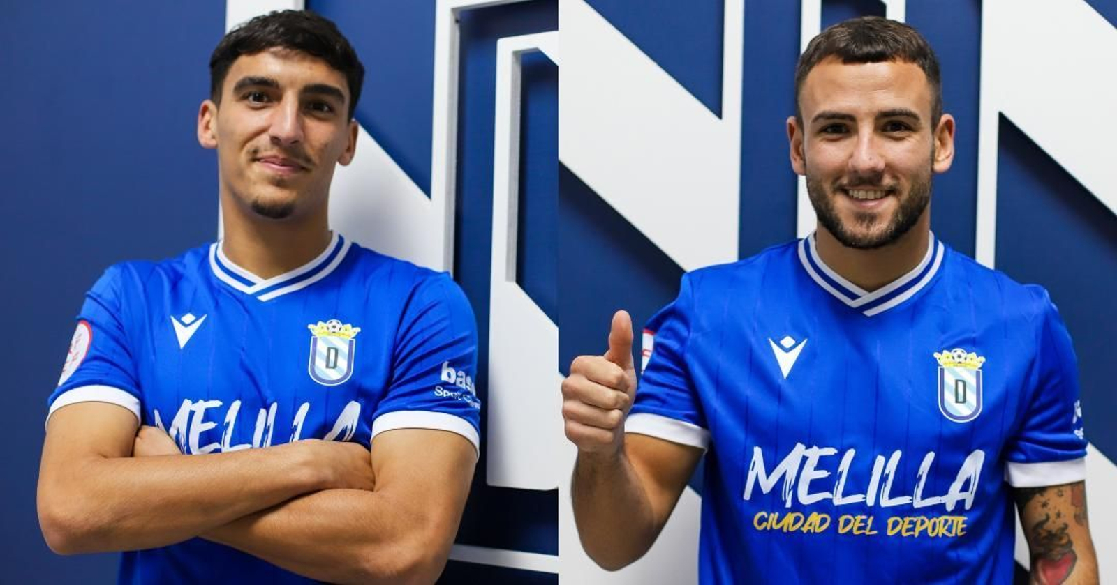 Álex Macías (I) y Loren (D), últimos fichajes de la UD Melilla.