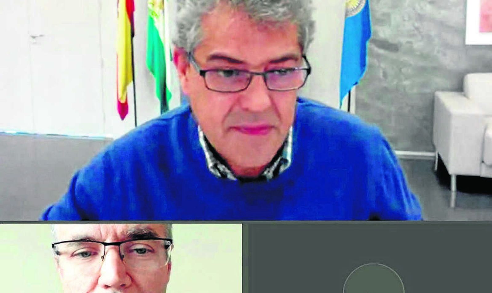 El rector, Carmelo Rodríguez, durante la primera sesión virtual del Consejo de Gobierno.