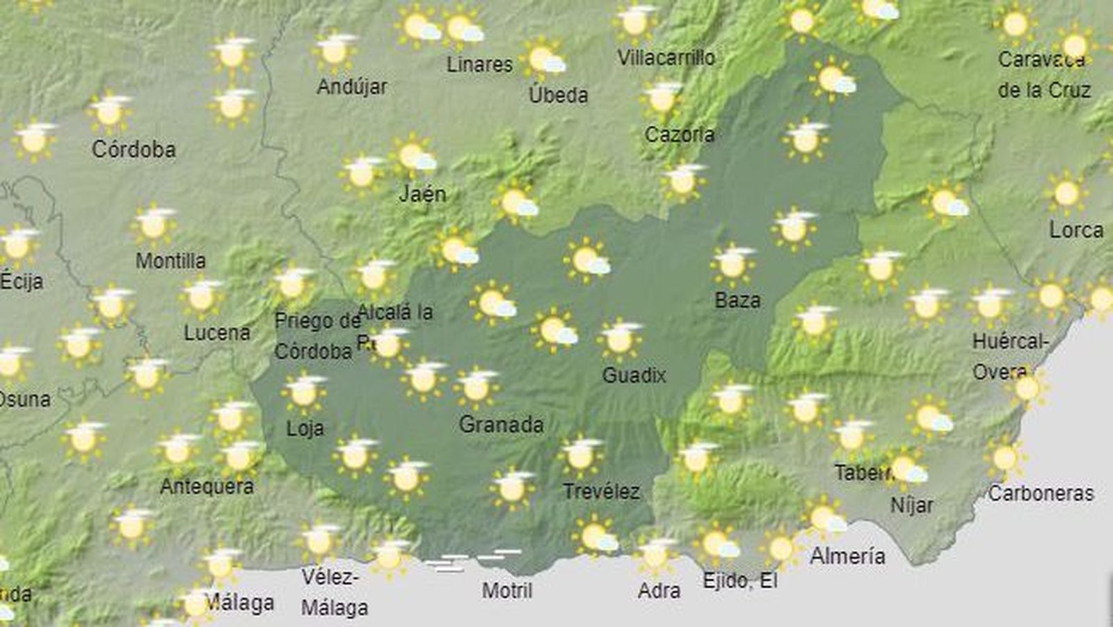 El Tiempo en Granada el 2 de octubre de 2024