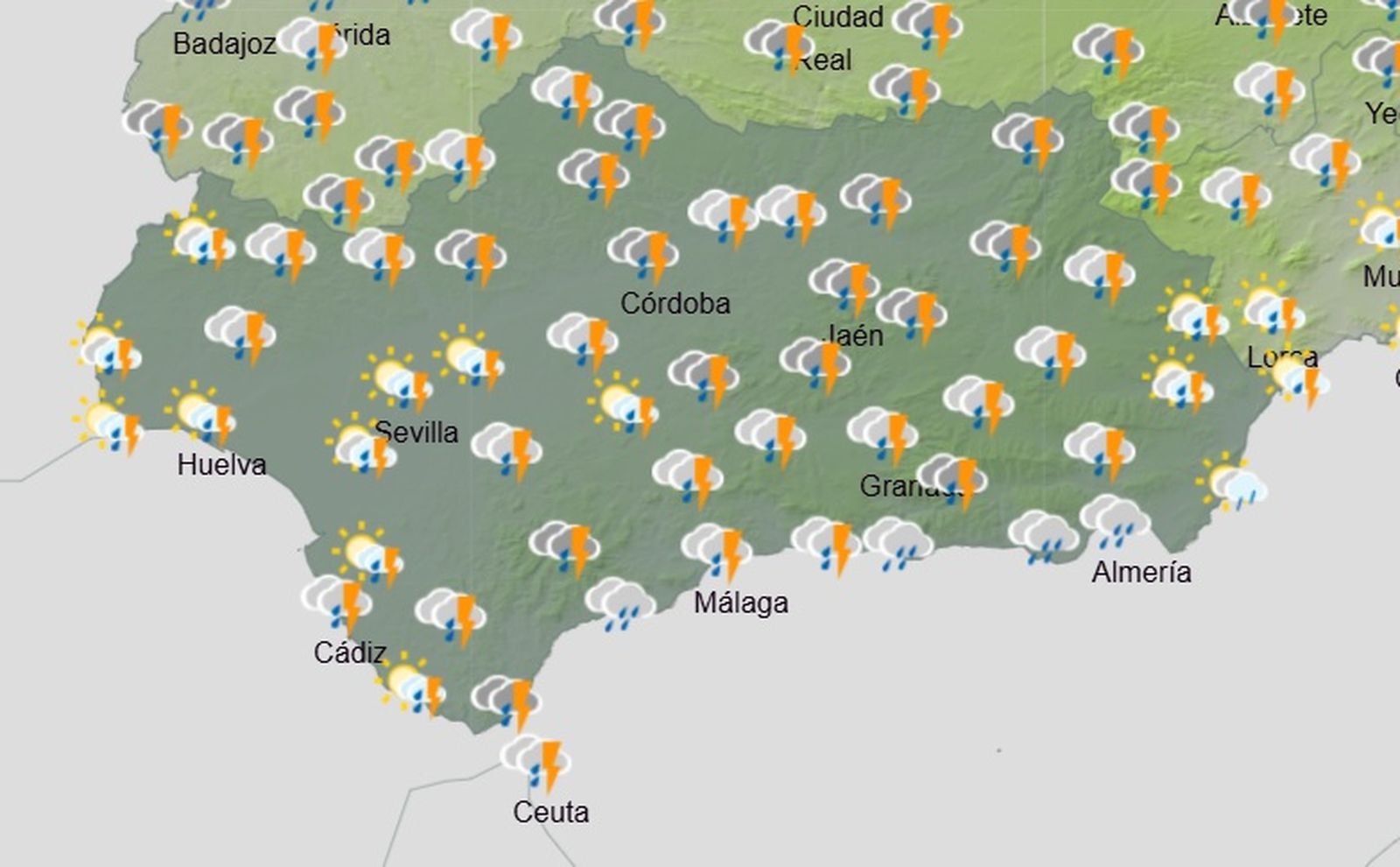 Este jueves será otro día marcado por los chubascos y las tormentas.