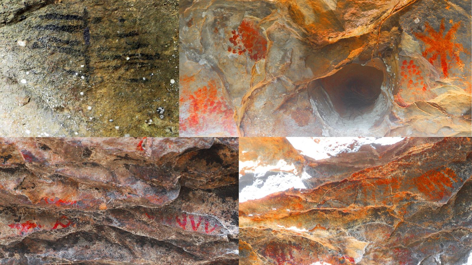 Figuras dibujadas en la cueva bareña.