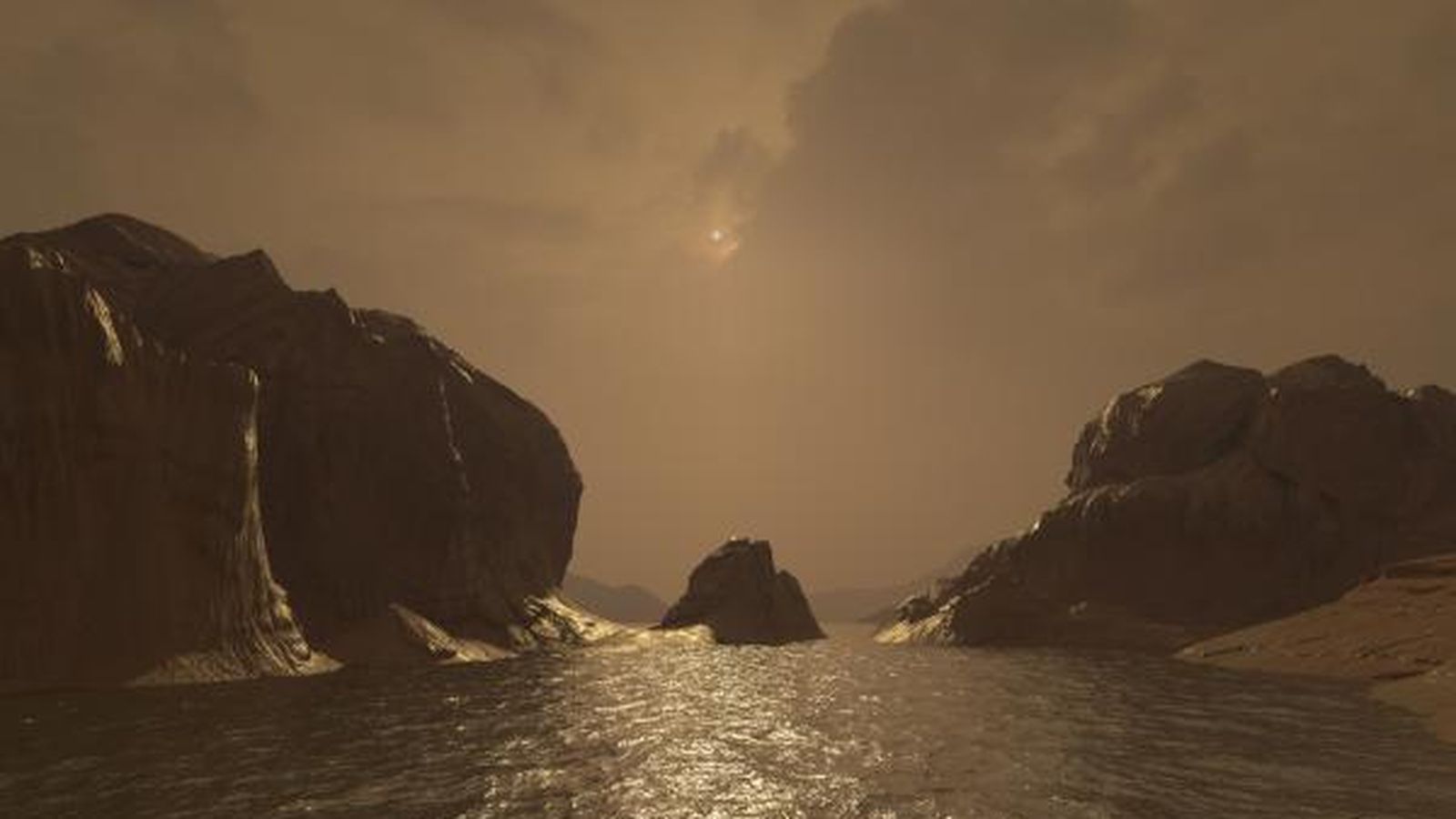 Titania, un satélite compuesto de hielo y de roca.