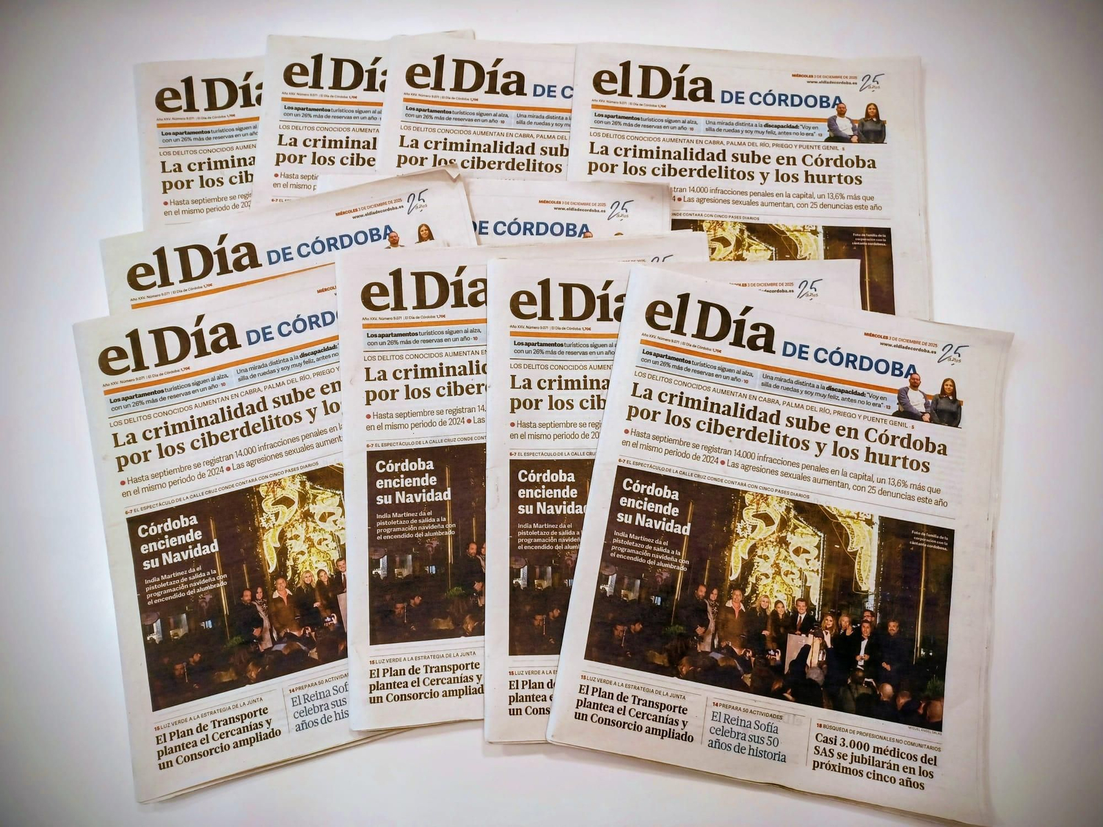 Portadas del periódico el Día de Córdoba del 3 de diciembre de 2025.