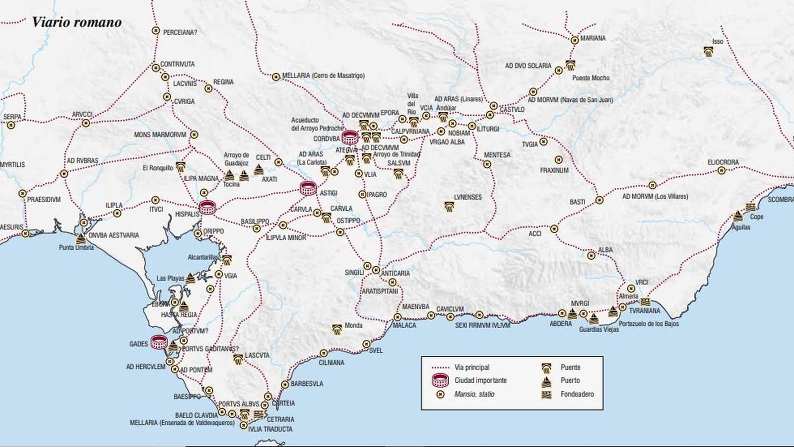 La red de calzadas romana de la Bética.