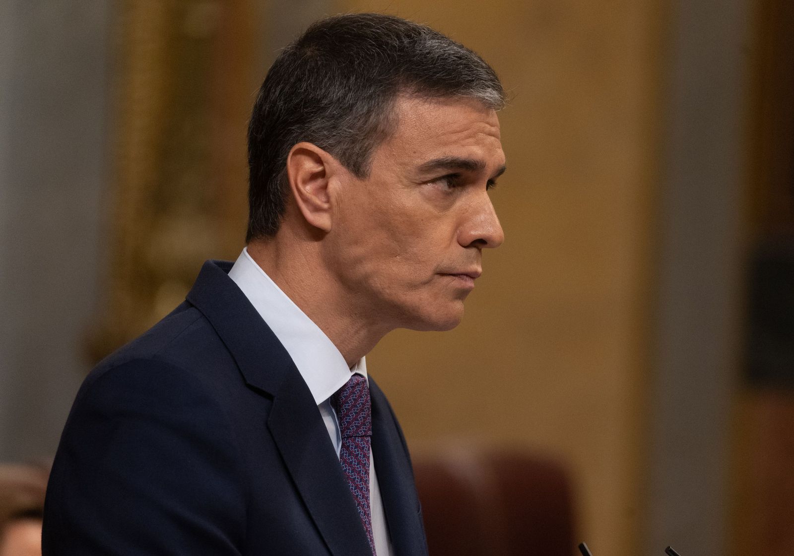 Pedro Sánchez, durante su comparecencia en el Congreso el pasado miércoles, donde dio explicaciones sobre la actividad laboral de su esposa.
