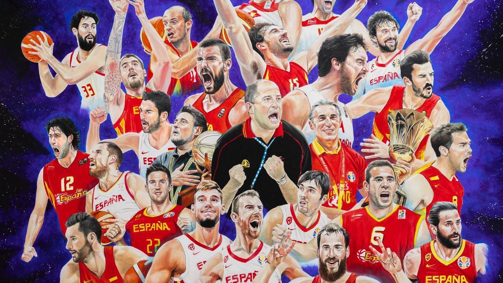 La obra del artista algecireño, con Javier Imbroda en el centro