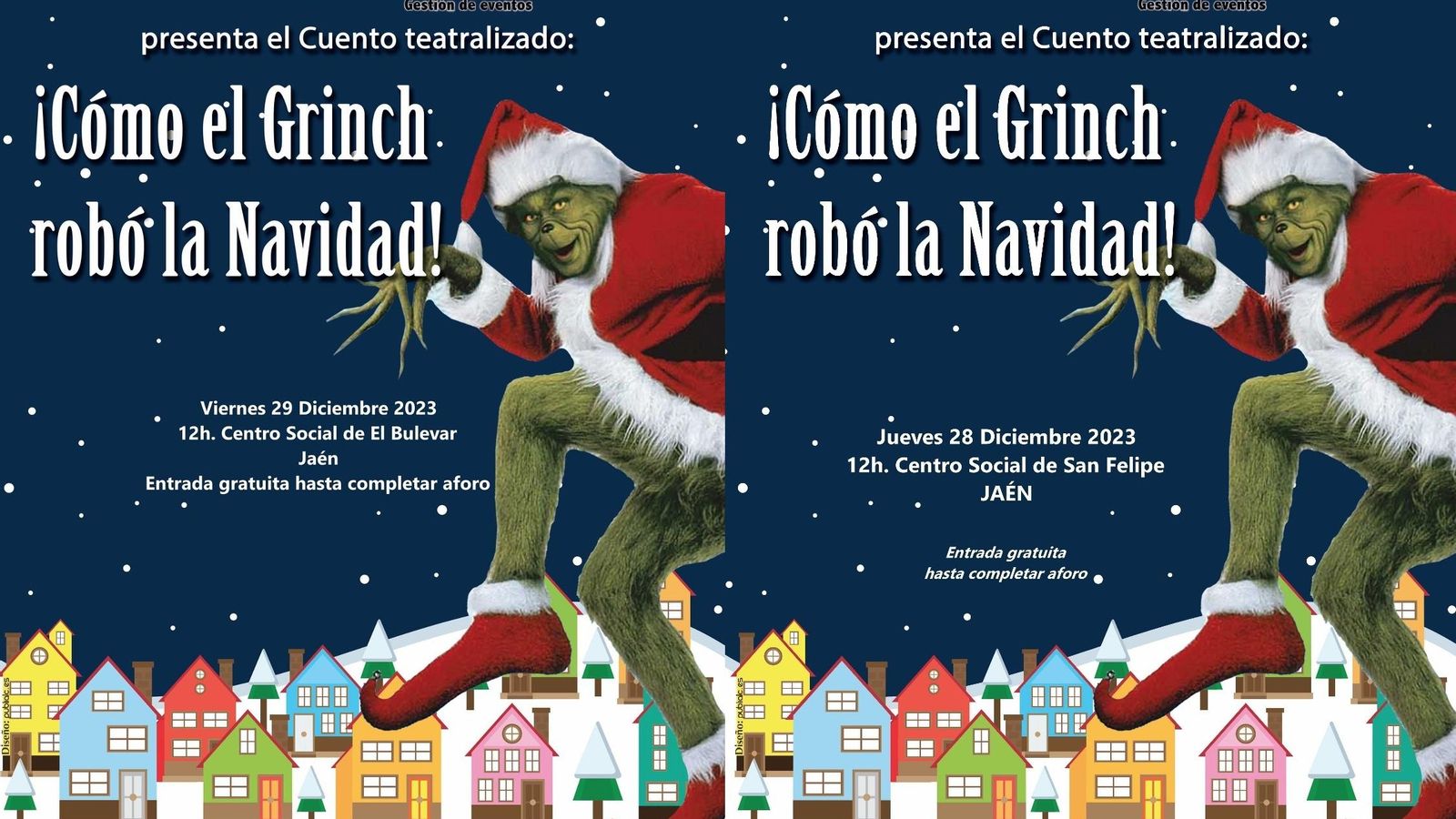 Carteles con las dos últimas actuaciones de la obra navideña en la capital.