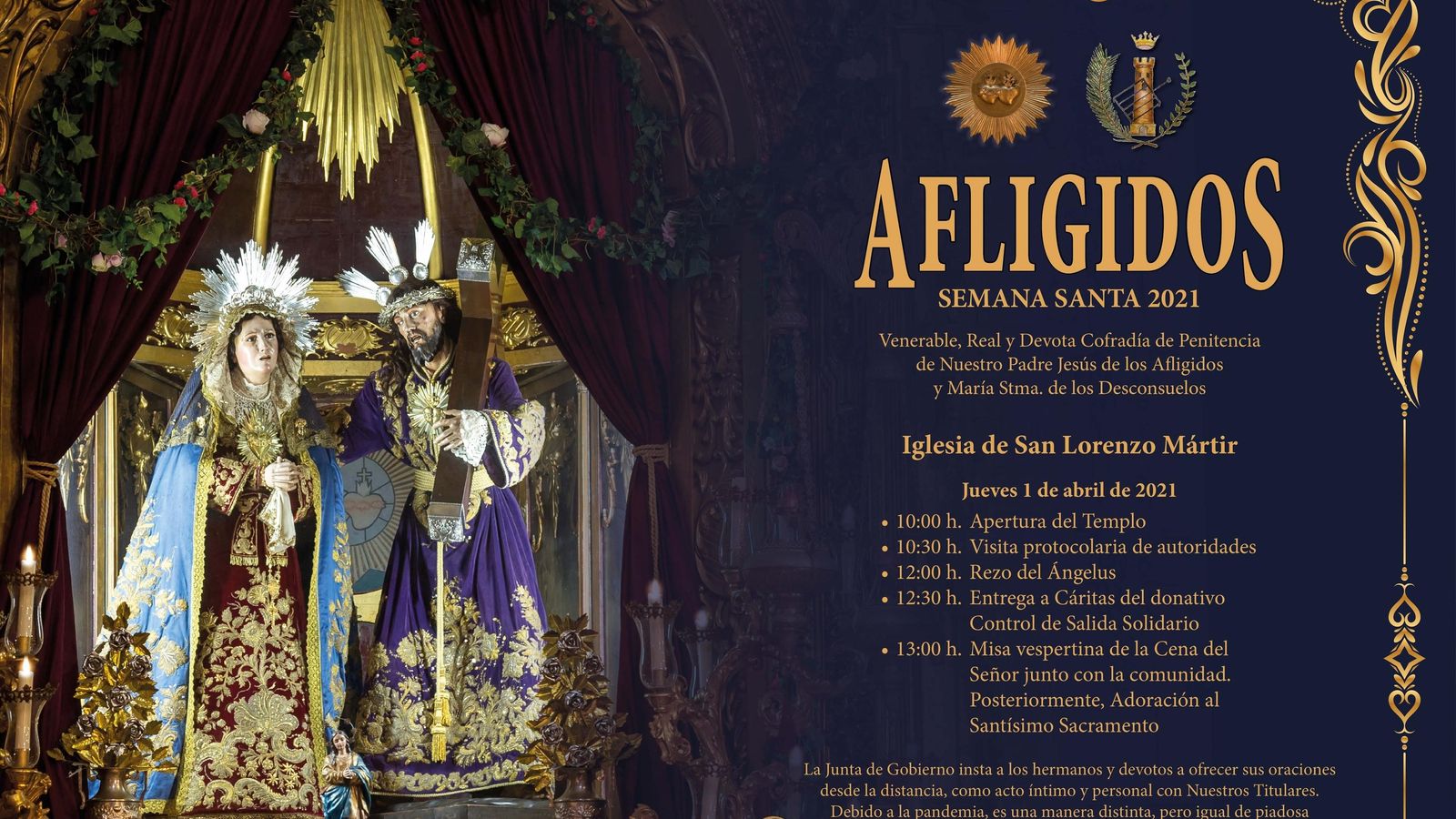 Detalle de la convocatoria en la que se insta a los hermanos y devotos a rezar "desde la distancia".