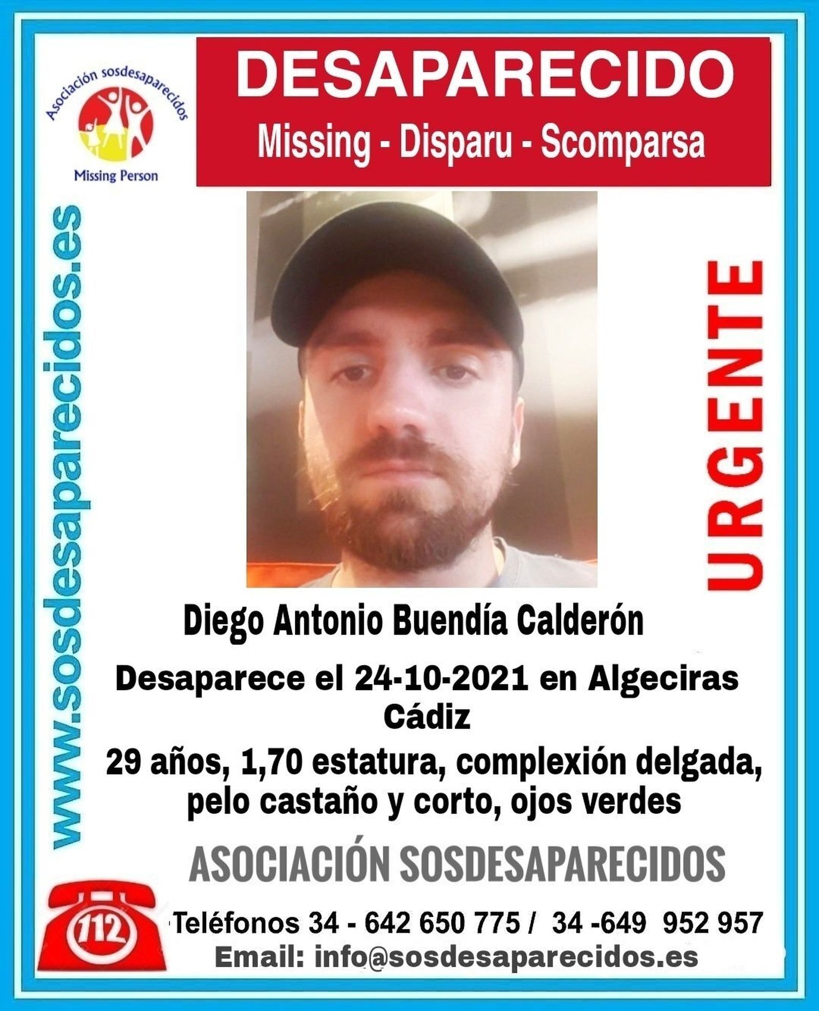 Fotografía difundida con la imagen del desaparecido.