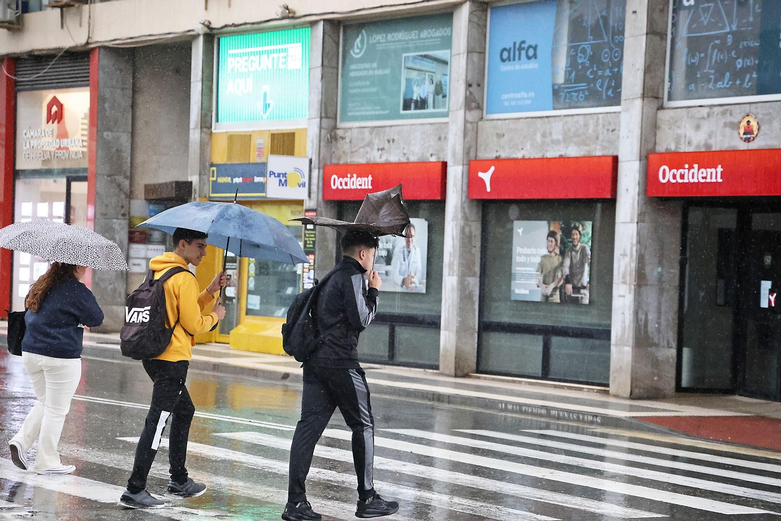 Lluvias la pasada semana en Huelva capital.
