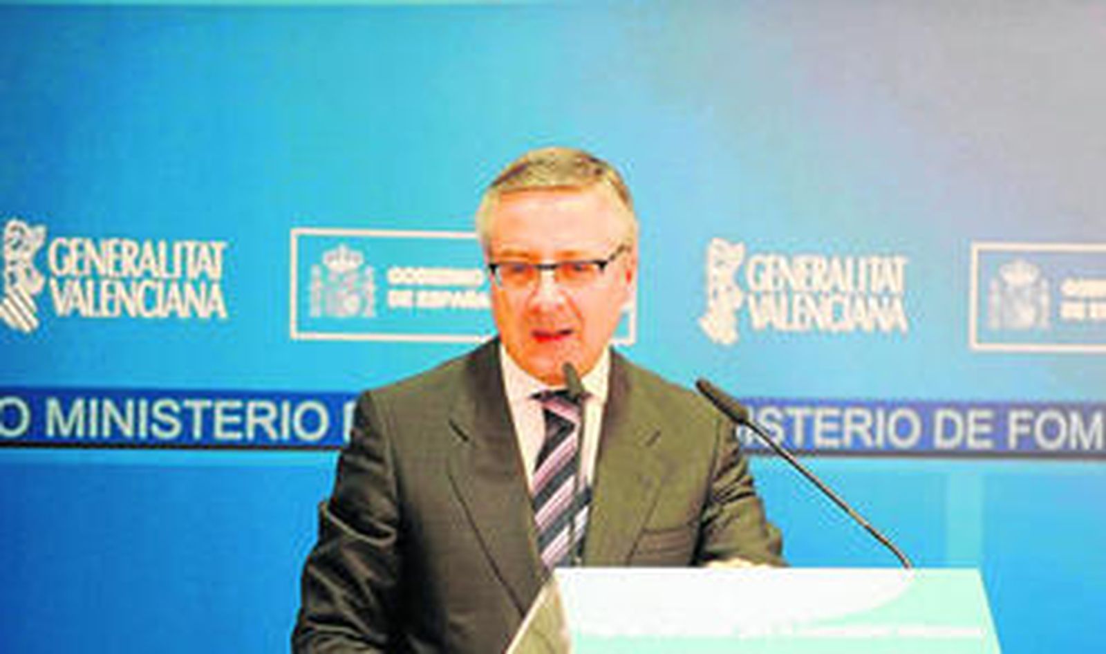 El ministro de Fomento, José Blanco, el pasado martes al presentar el plan de Valencia.