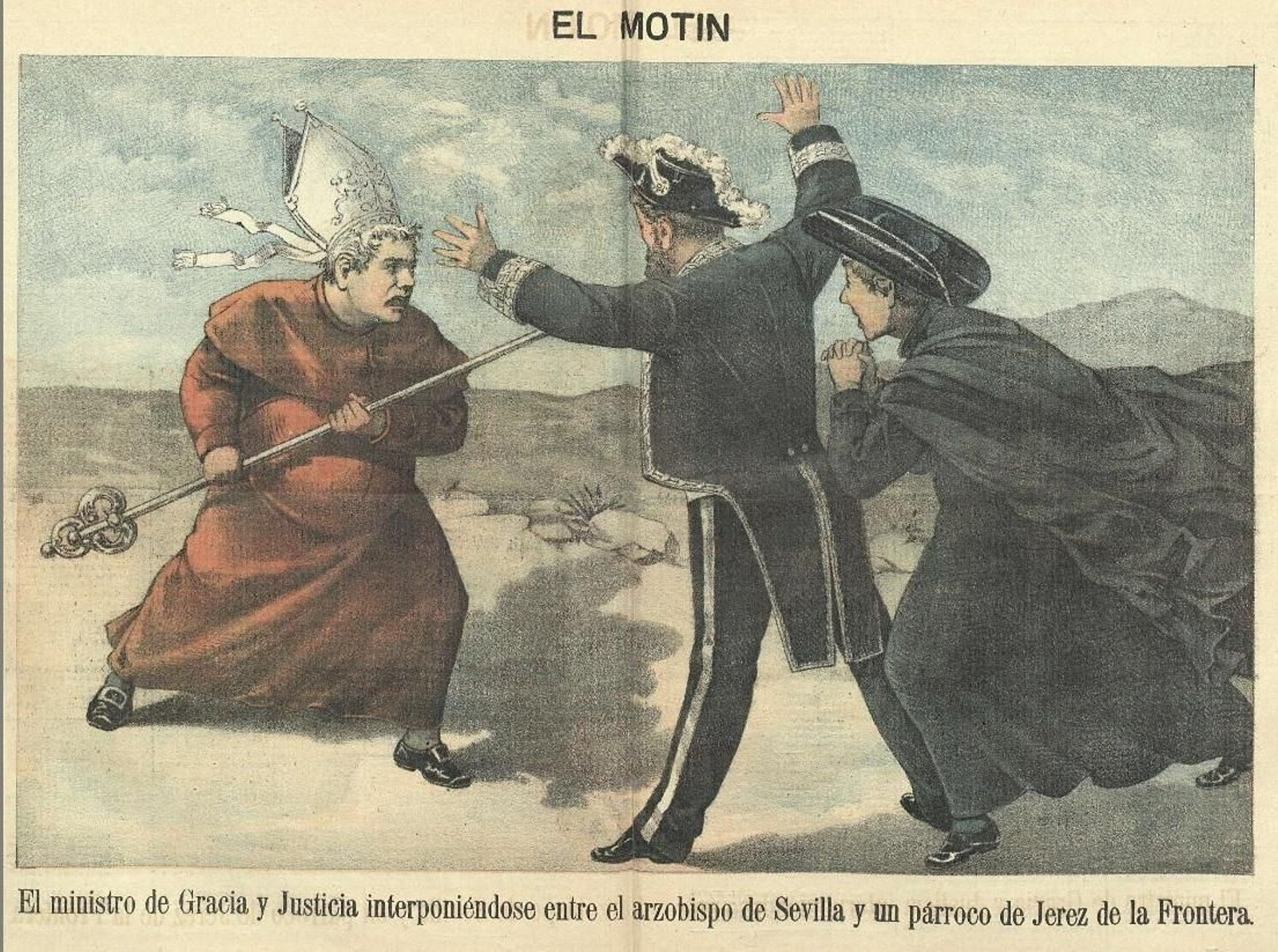 Dibujo satírico publicado en El Motín el 16 septiembre de 1893.