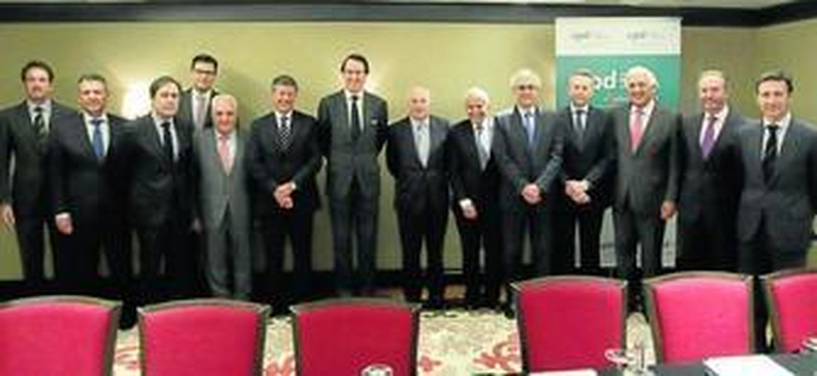 De izquierda a derecha, los miembros del consejo de la APD Zona Sur: Felipe Medina, Francisco Arteaga, Ricardo Pumar, Luis Fernández Prieto, Manuel Contreras, Enrique Sánchez, Mauricio González-Gordon, Rafael Miranda, Antonio Pascual, Elías Atienza, José Joly, Santiago Herrero, Rodrigo Charlo, y Luis Sánchez Manzano.