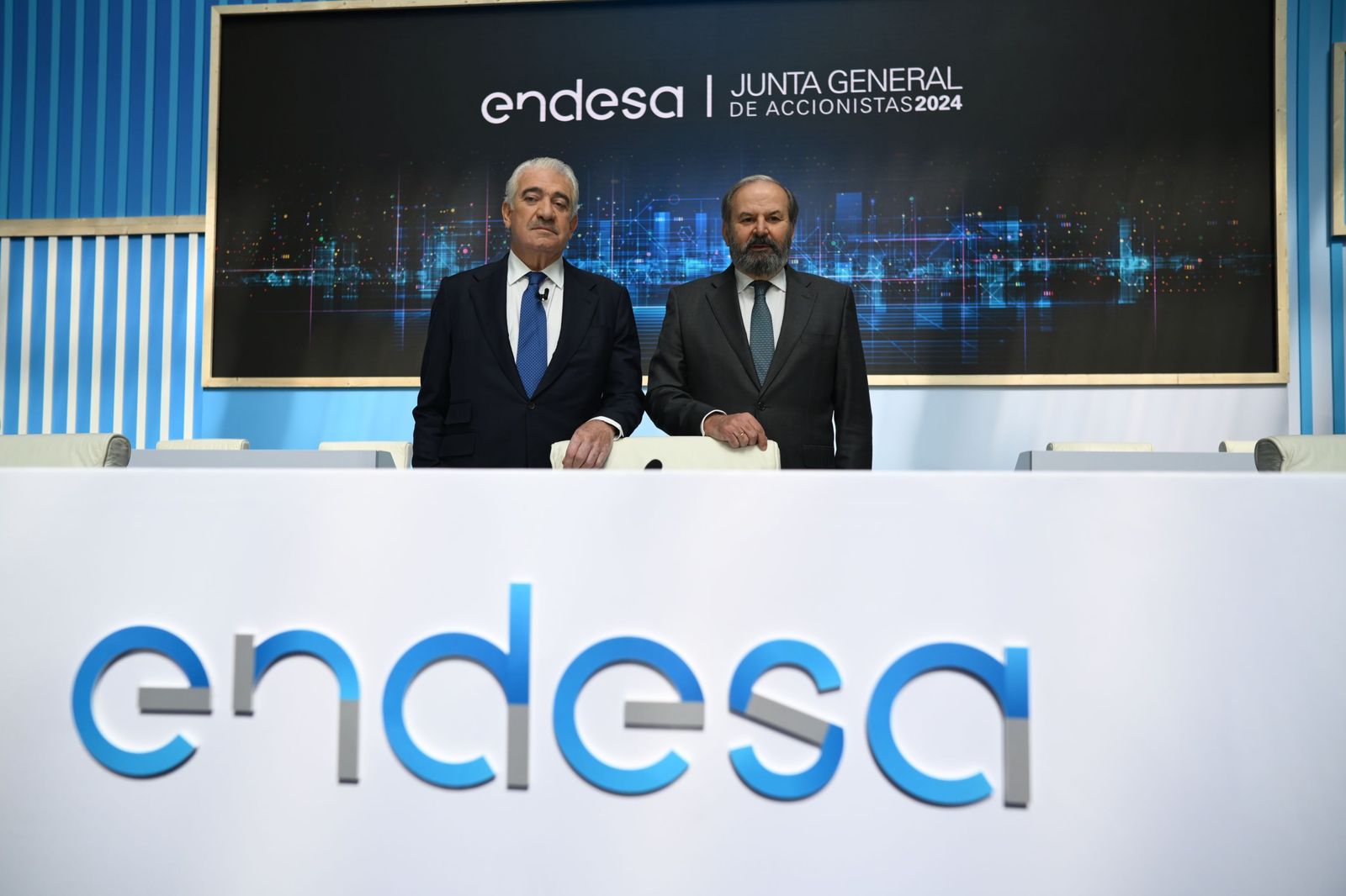 José Bogas, consejero delegado, y Juan Sánchez-Calero, presidente, en la última junta de accionistas