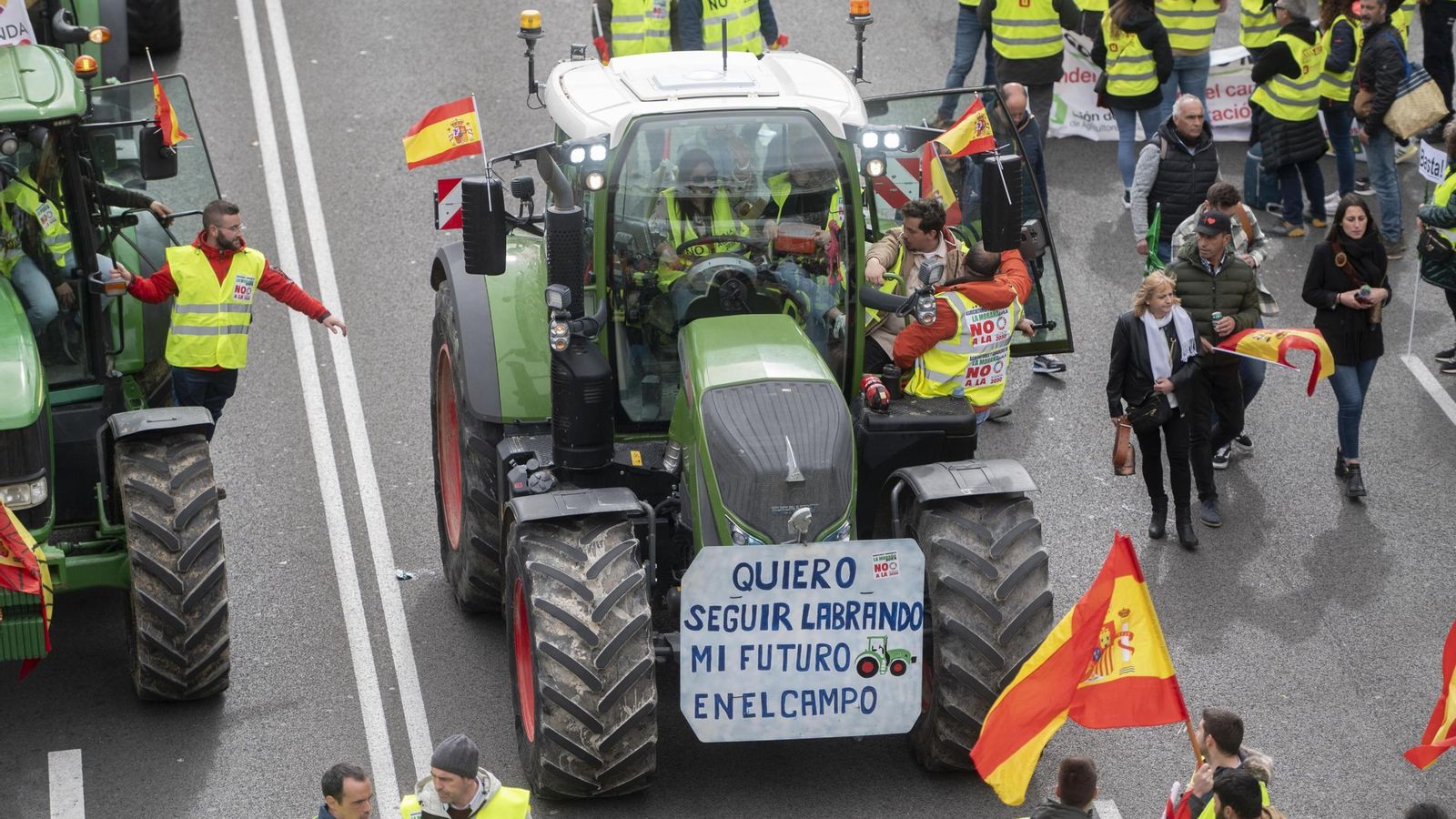 Protestas de los agricultores en el centro de Madrid.
