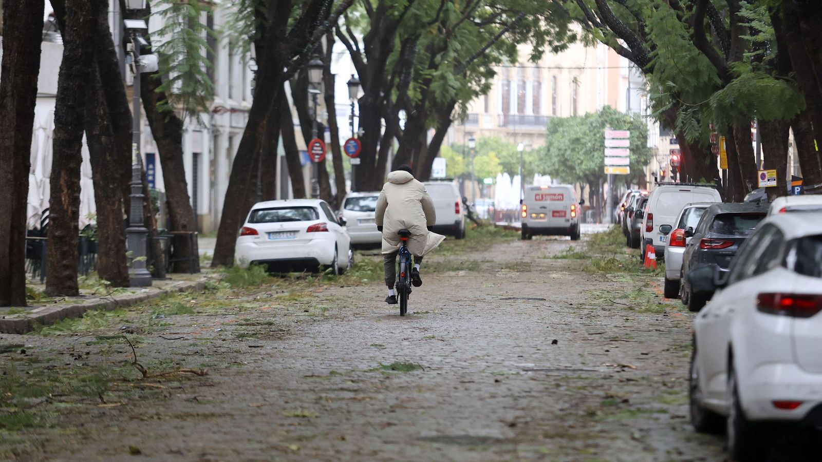 Imágenes del paso de la borrasca Kristin por el centro de Jerez