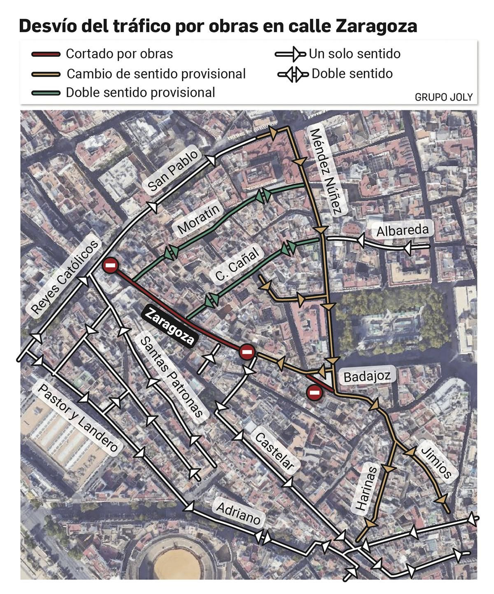 Desvío del  tráfico por obras en calle Zaragoza