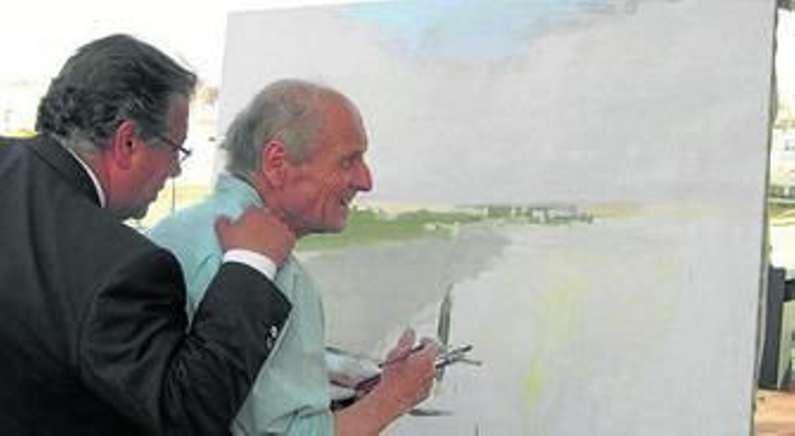 Antonio López muestra a Zoido sus primeras pinceladas de la ciudad.