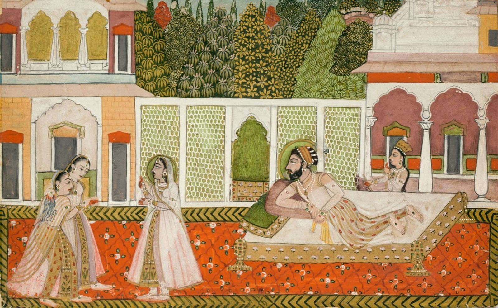 Pintura clásica india que representa un banquete principesco (siglo XVIII).