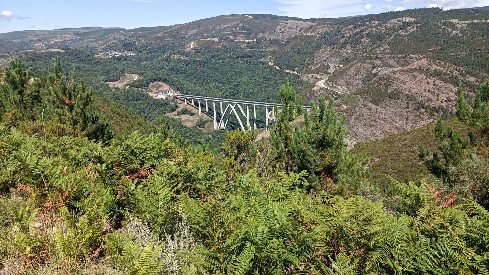 El impresionante viaducto de Teixeiras con Cerdedelo al fondo.