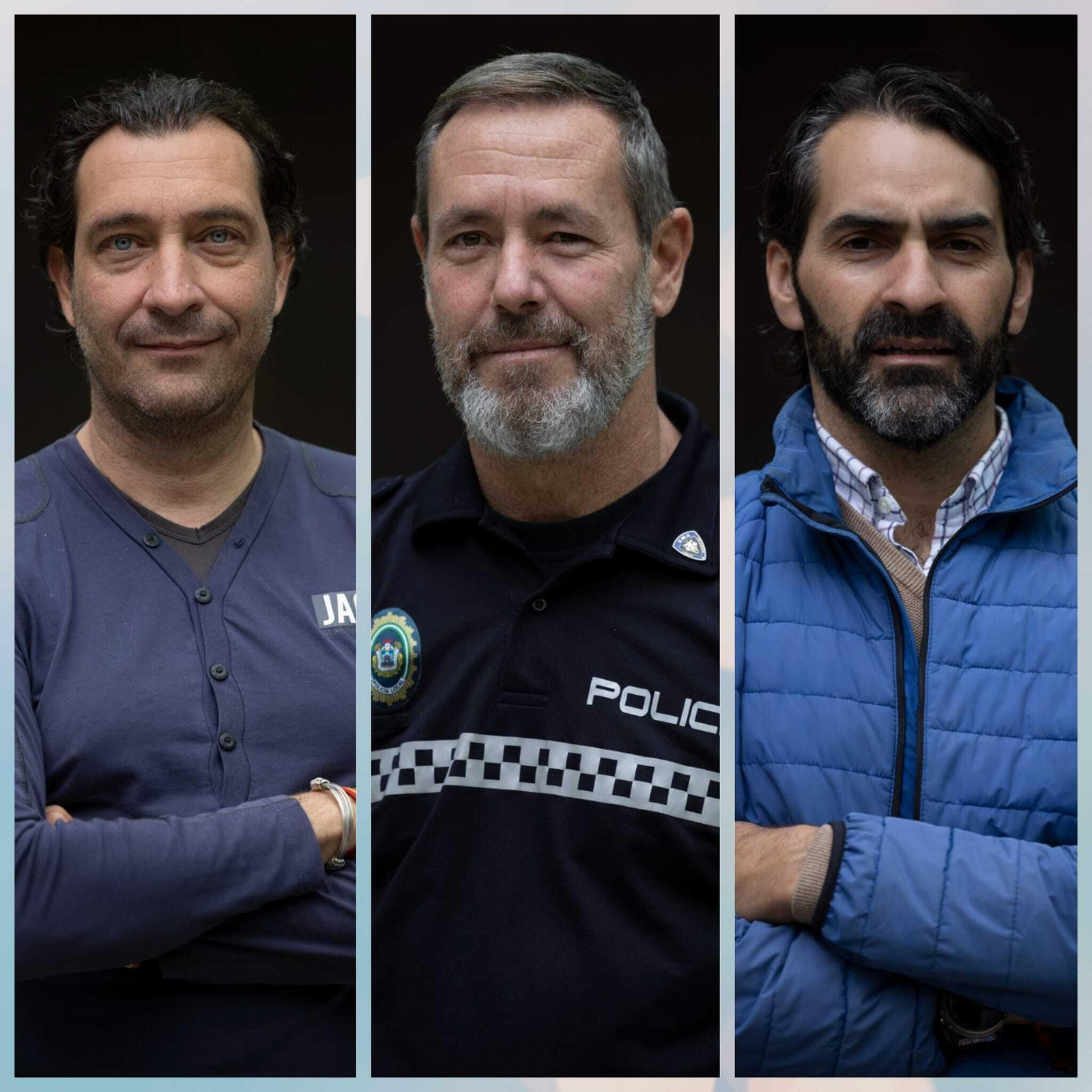 Luis Val, Álvaro Vázquez y Diego Escolar, policías locales de Sevilla.
