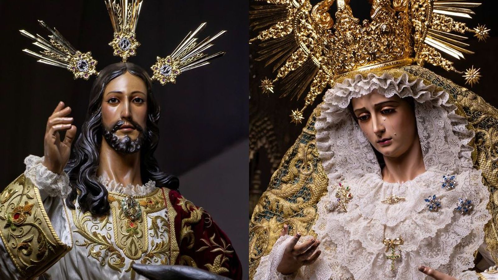 El Señor de la Entrada en Jerusalén (izqda.) y la Virgen de la Paz de Granada (dcha.)