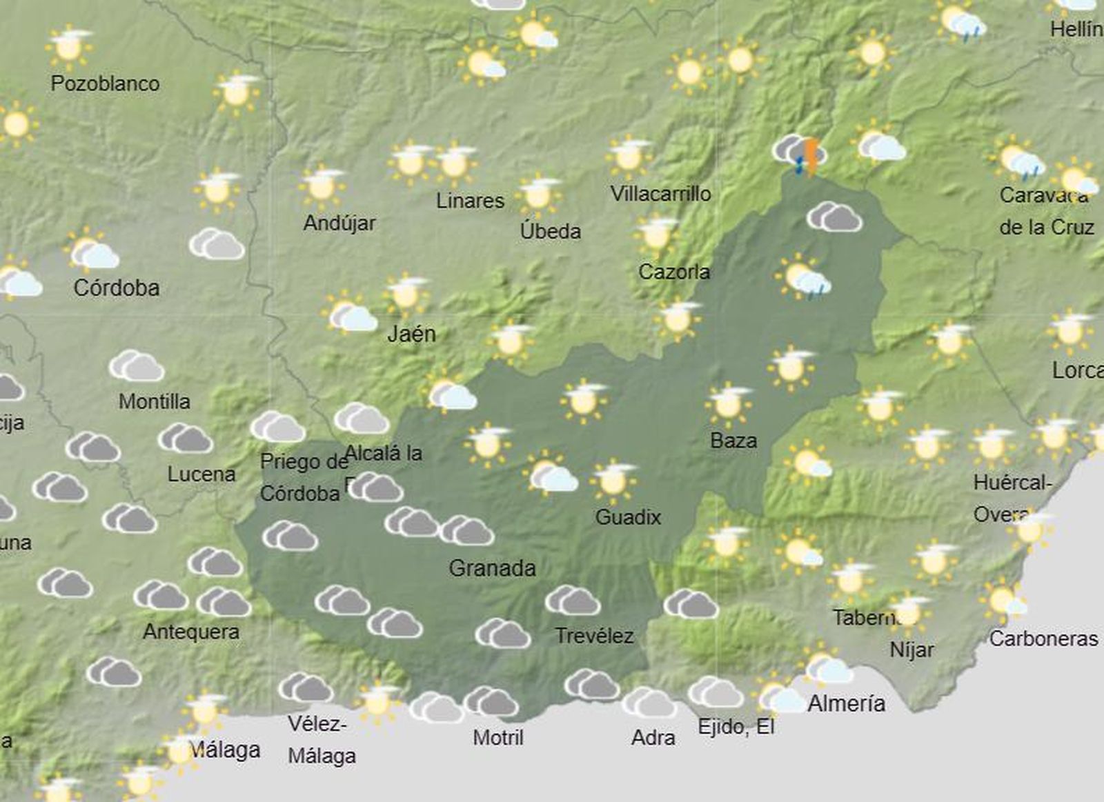 Tiempo en Granada | Las temperaturas siguen al alza pero vuelven las tormentas en la provincia