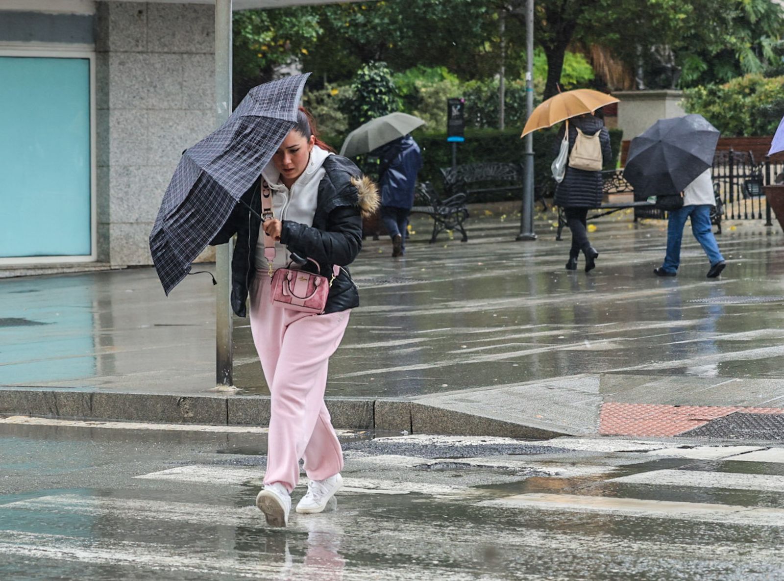 Fotografías de la mañana lluviosa en la capital