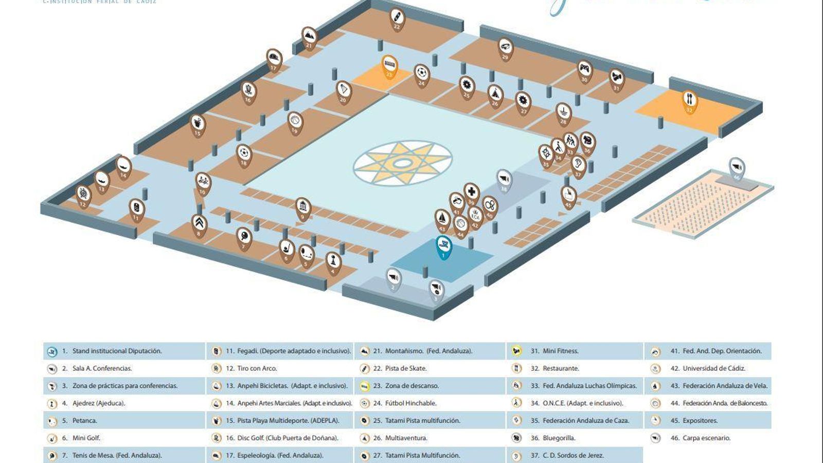 Plano de la Feria del Deporte y la Vida Sana.