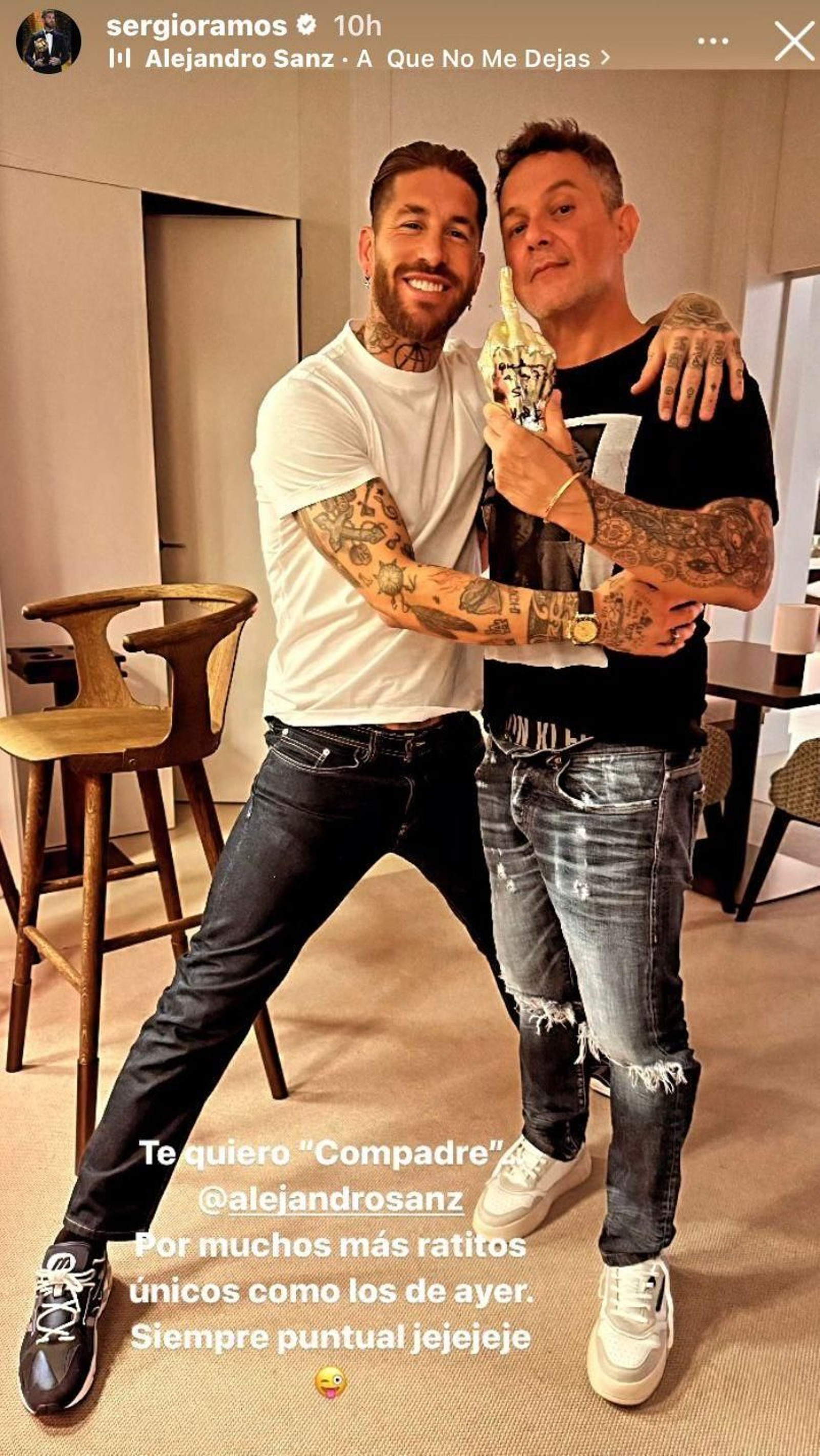 Sergio Ramos junto a Alejandro Sanz
