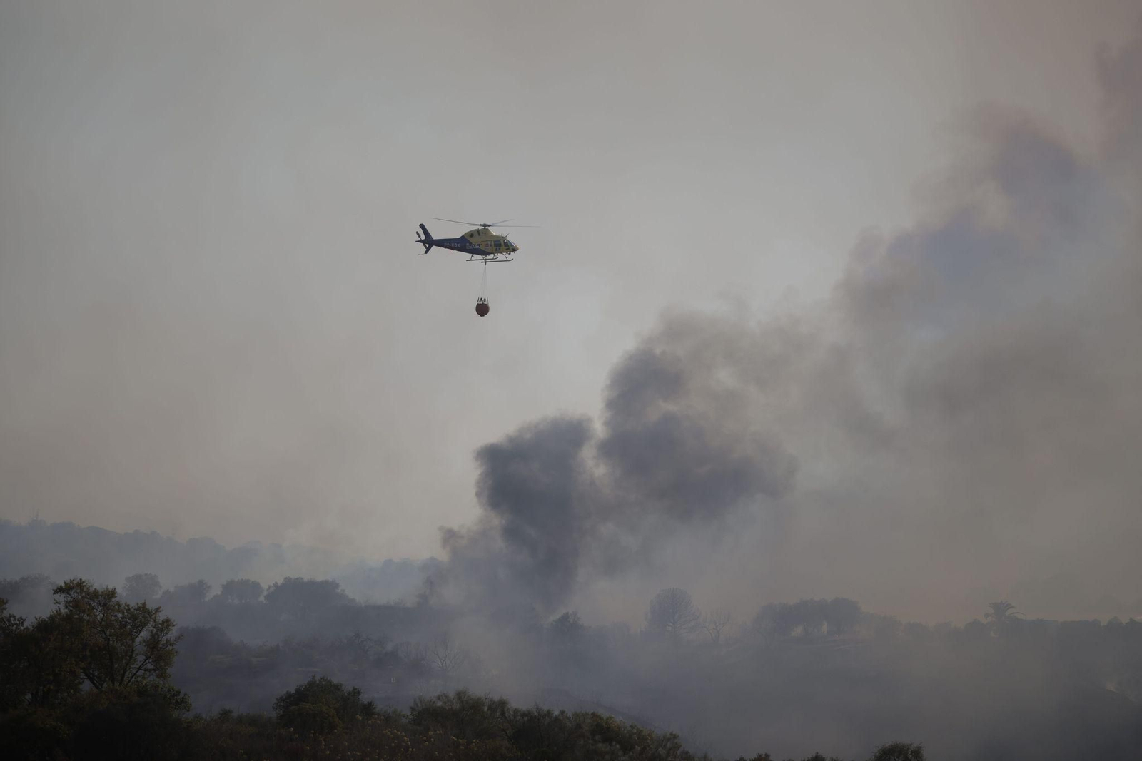 Las imágenes del incendio en Bonares en el que actúan cerca de 20 medios aéreos