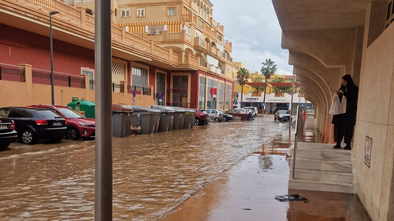 Imagen del agua estancada en El Ejido tras el paso de la borrasca.