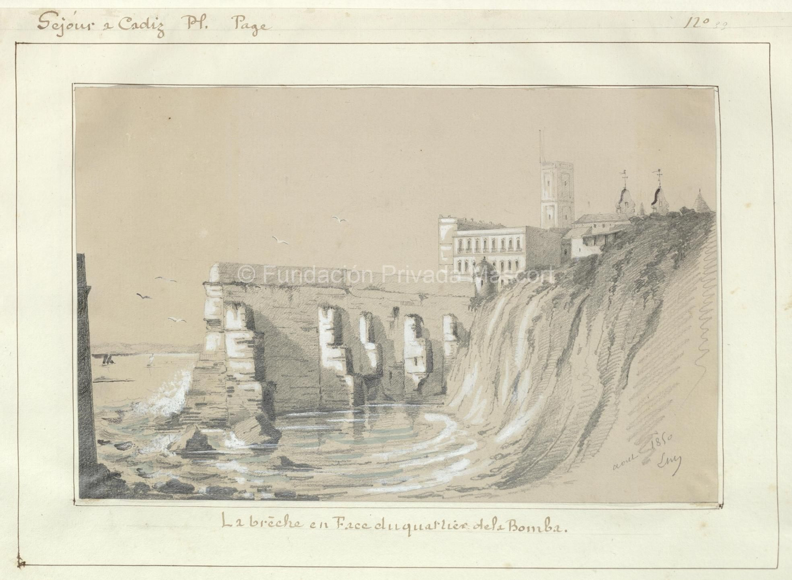 Dibujo de Cádiz en 1823, que forma parte de la fallida exposición propuesta por la Asociación de Amigos del Museo de Cádiz.
