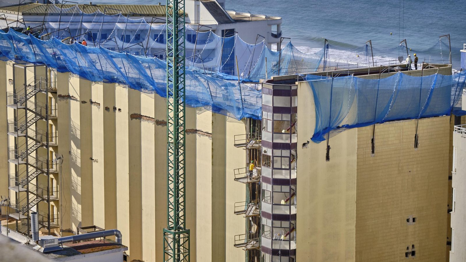 Imagen reciente de la obra del hotel que se ubicará en el edificio de la antigua residencia de Tiempo Libre.