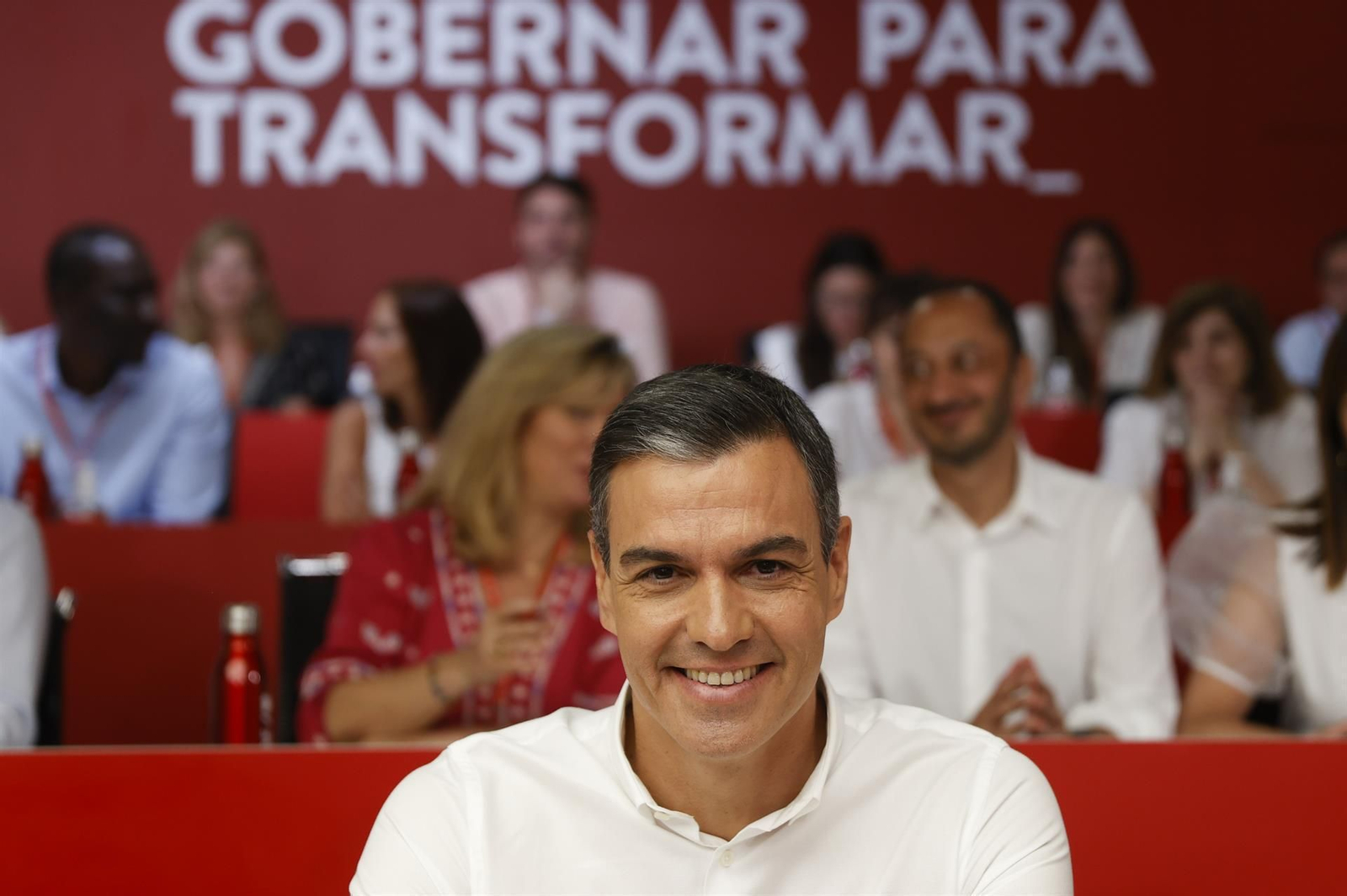 El presidente del Gobierno, Pedro Sánchez, al inicio del Comité Federal extraordinario del PSOE