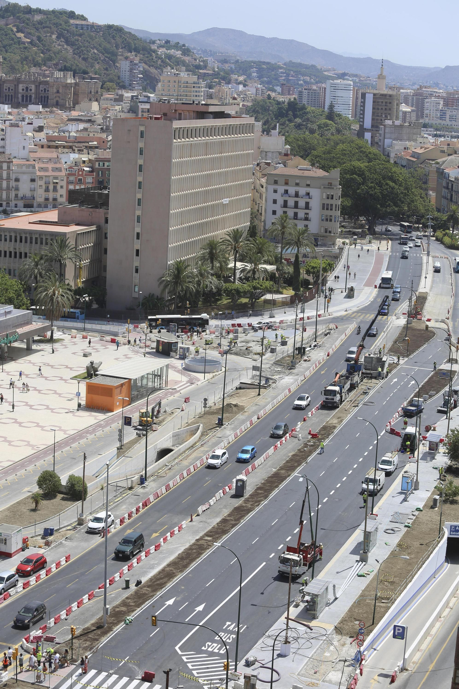 Fotos de la reurbanización del Metro de Málaga, a vista de pájaro.