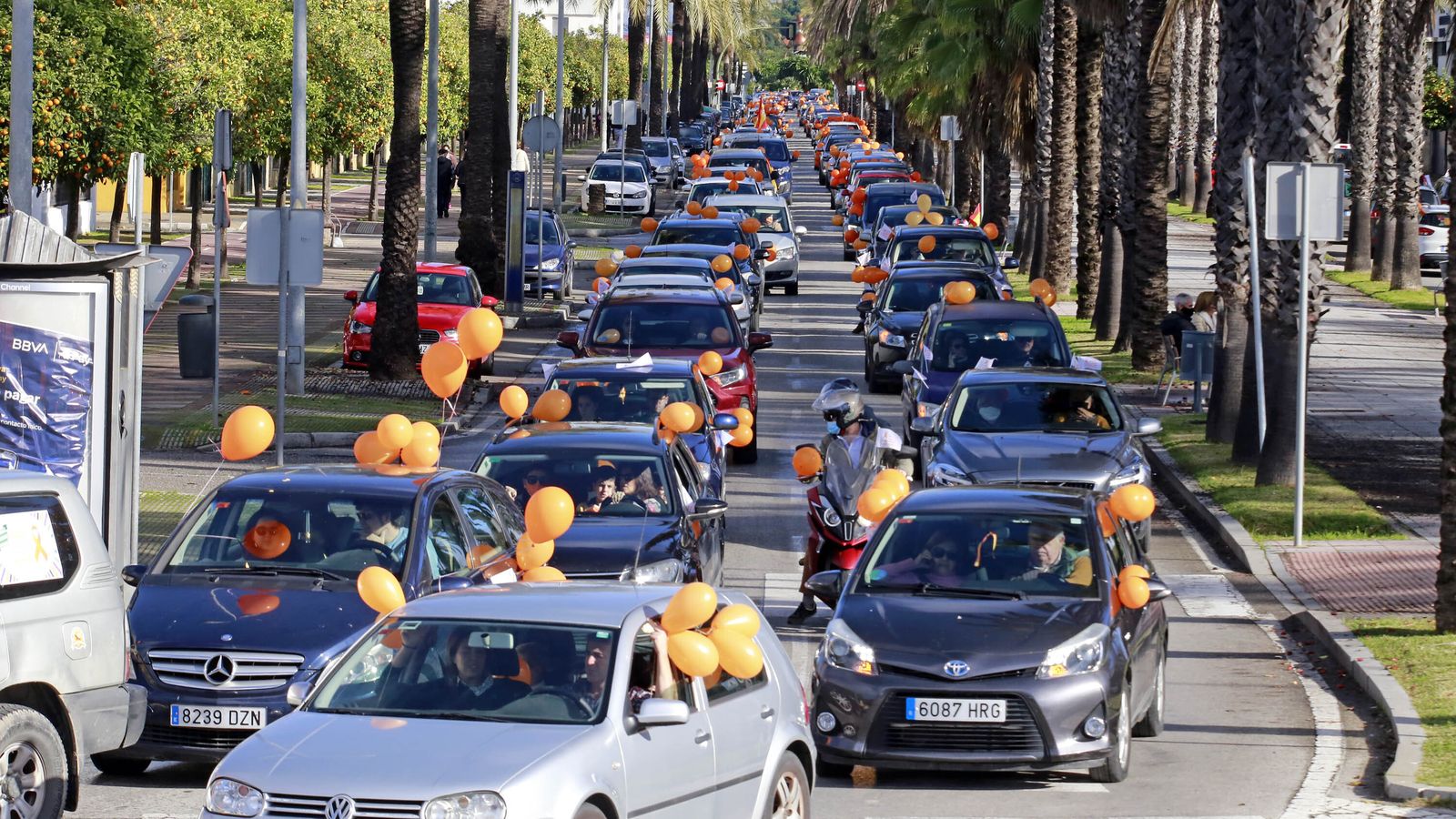 Imágenes de la manifestación en vehículos contra la Ley Celaá en Jerez