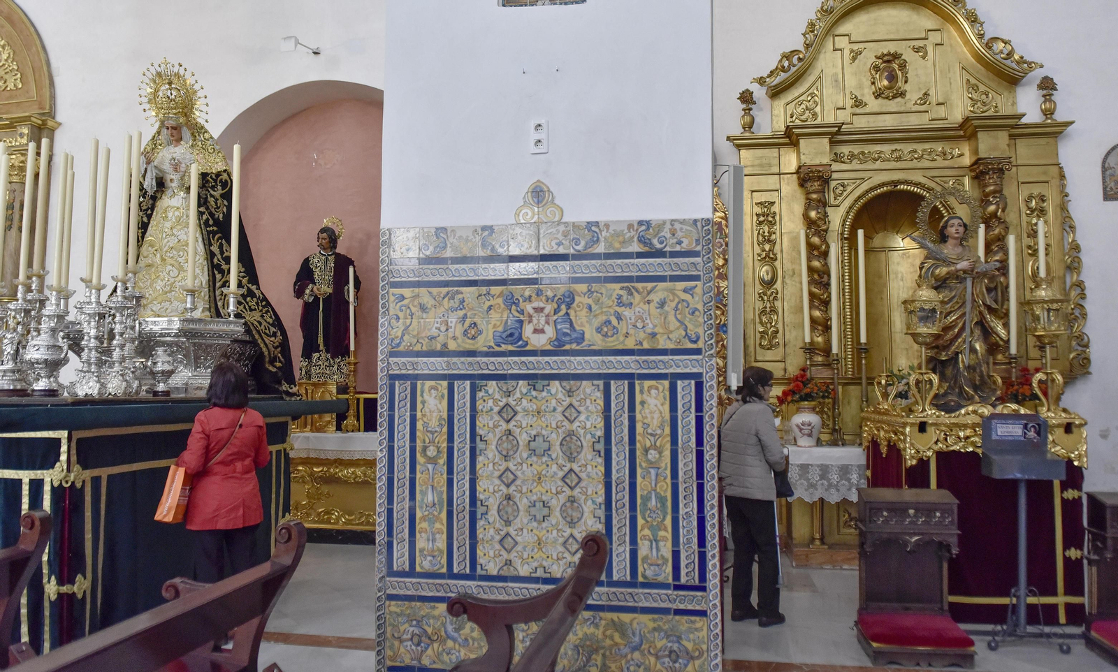 La Virgen de las Lágrimas y Santa Lucía preparadas para el traslado.