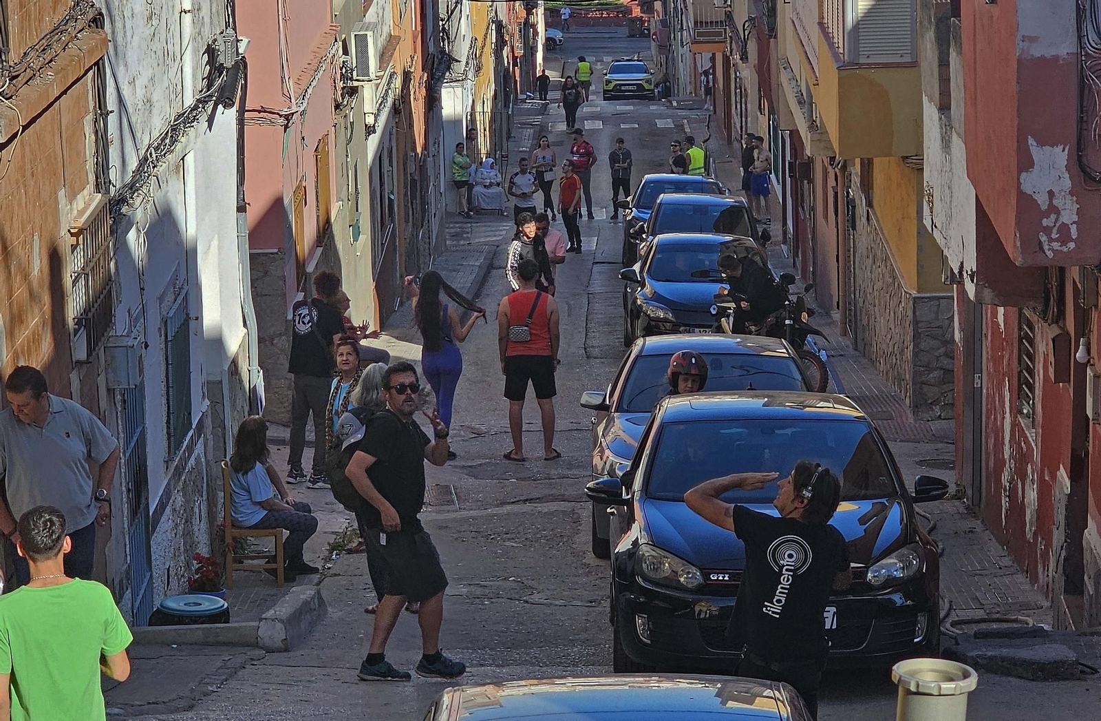 Fotos del rodaje de la serie 'Marbella' en la barriada de La Bajadilla de Algeciras
