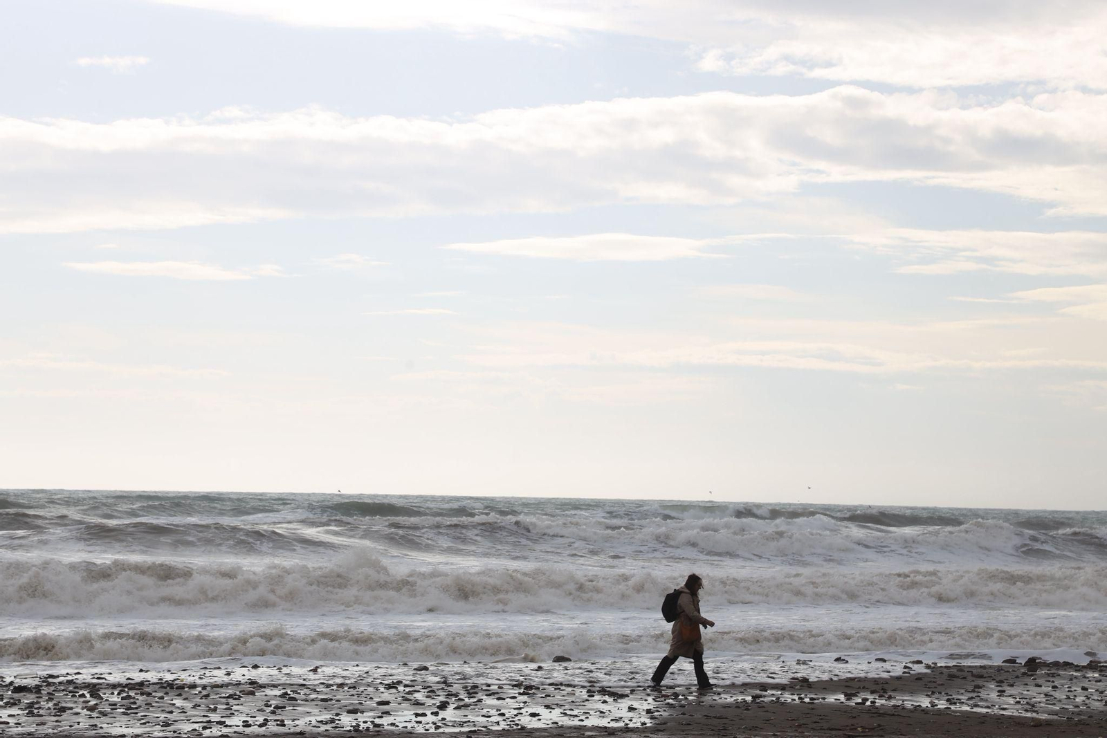Las playas de Málaga durante el paso de la borrasca Emilia.