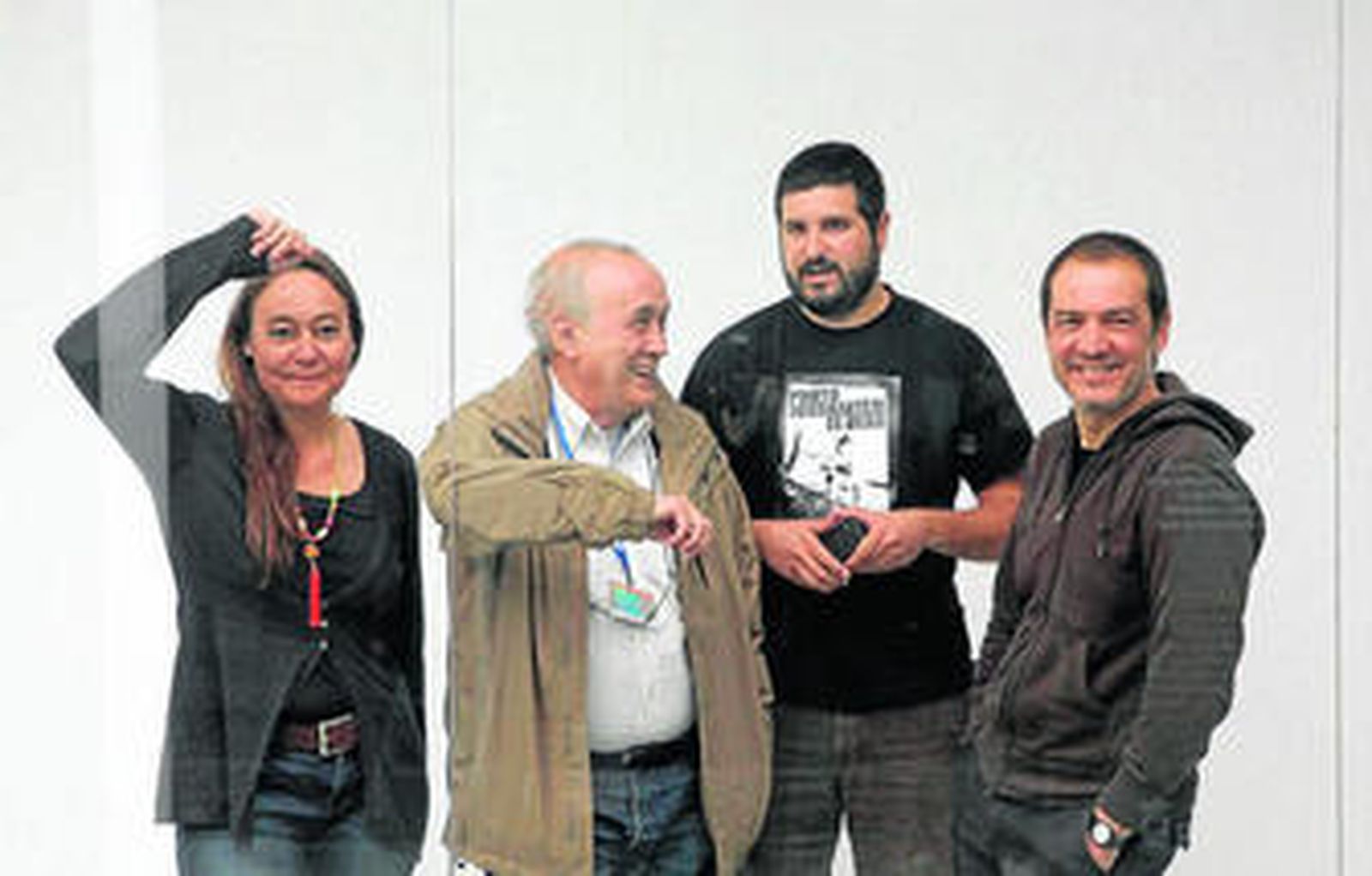 Sandra Balsells, Sergio Caro, Cristóbal Manuel Ortega y Paco Junquera, ayer, en Condes de Gabia.